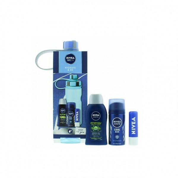 Nivea hydrata&go shower gel 50ml + desodorante 35ml + balsamo labial